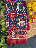 Royal Blue & Red Double Ikat Patola Saree
