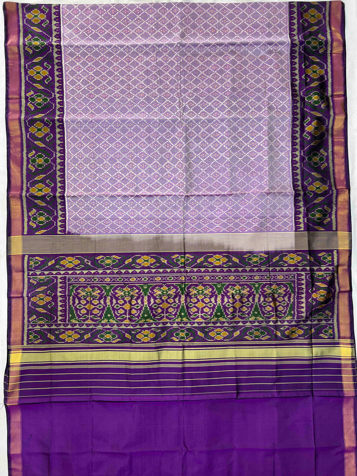 Light purple daliya bhat design single ikkat Patola silk Sarees