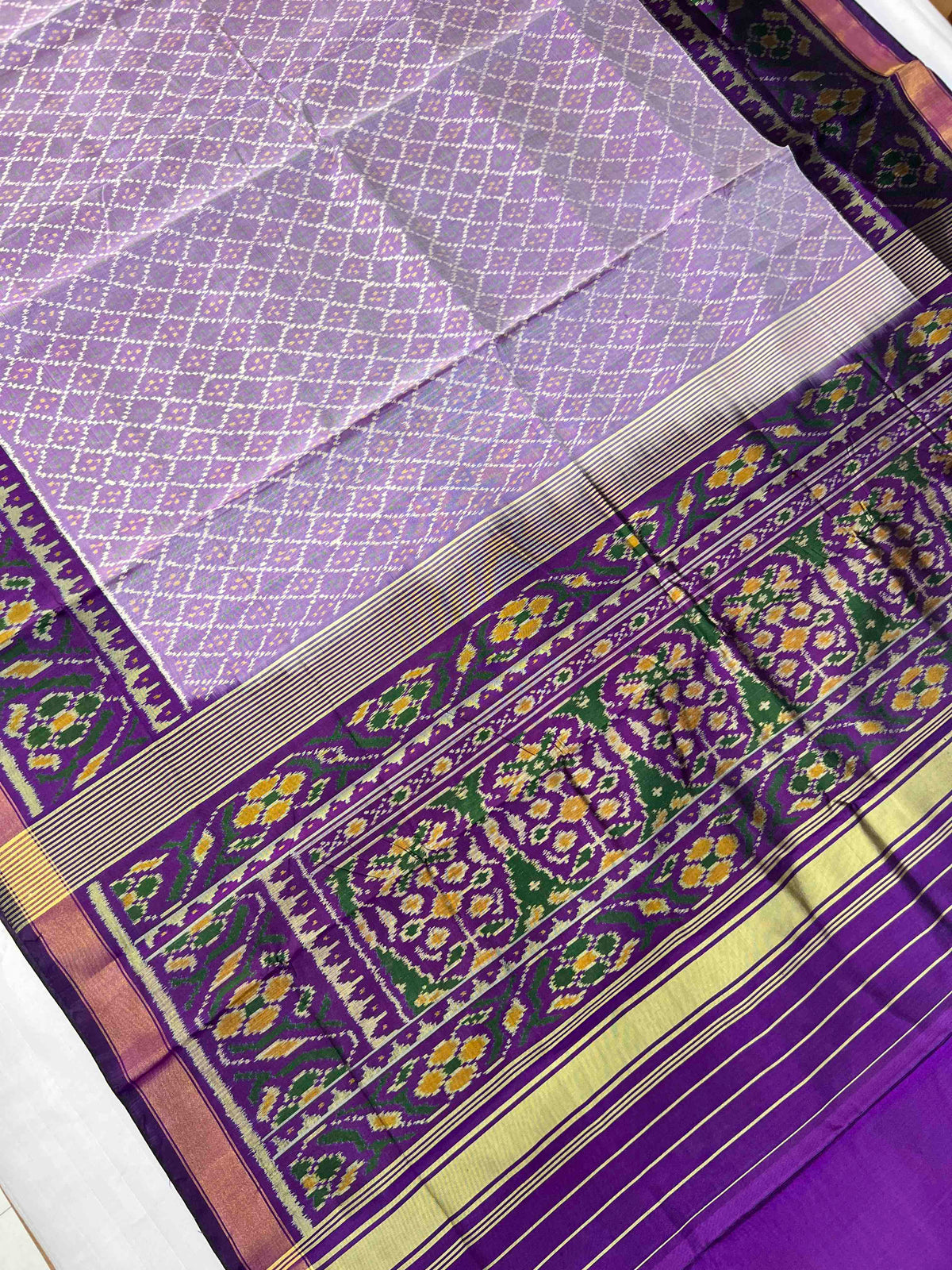 Light purple daliya bhat design single ikkat Patola silk Sarees