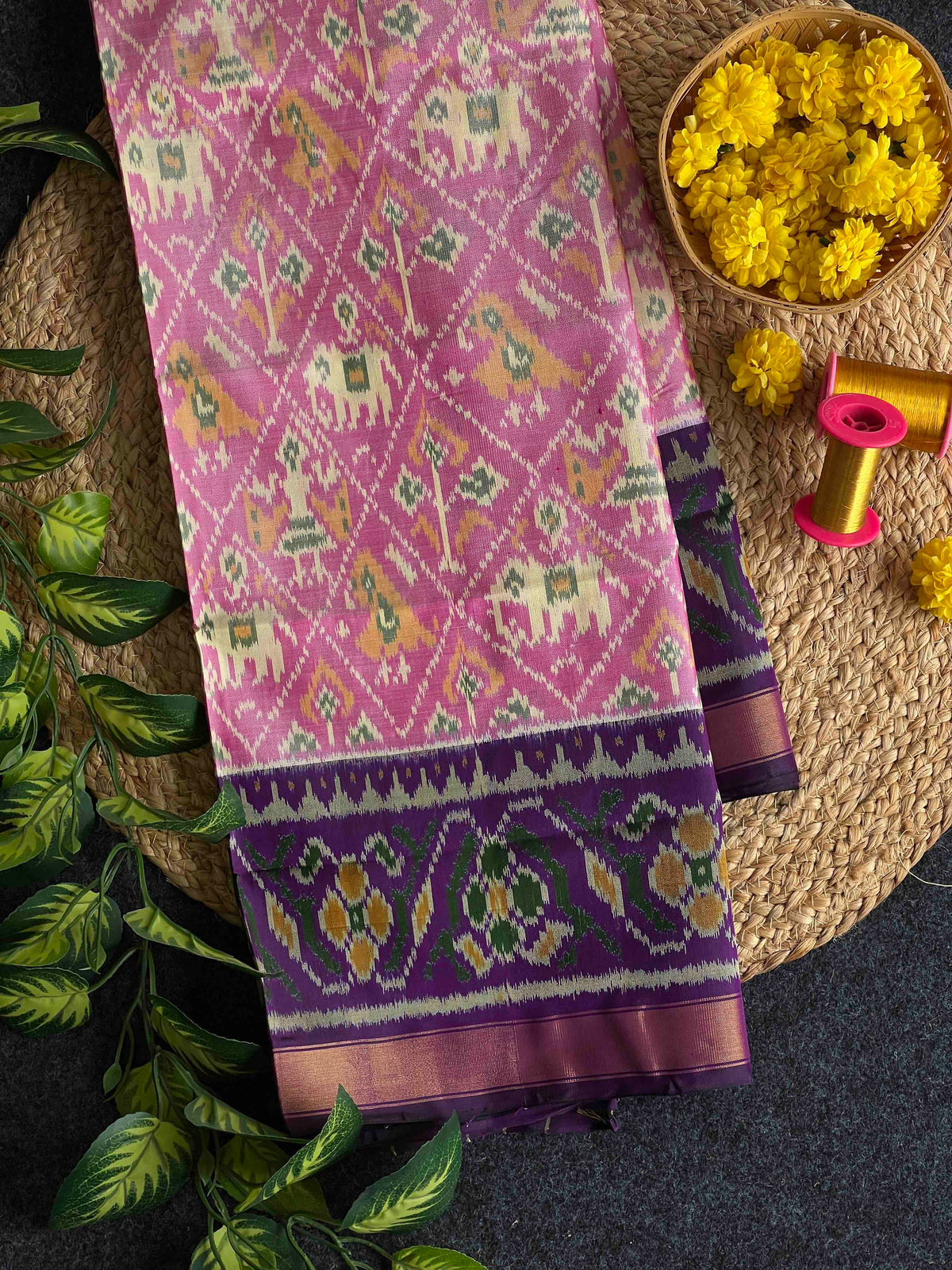 Beautiful baby narikunjan design single ikkat Patola saree