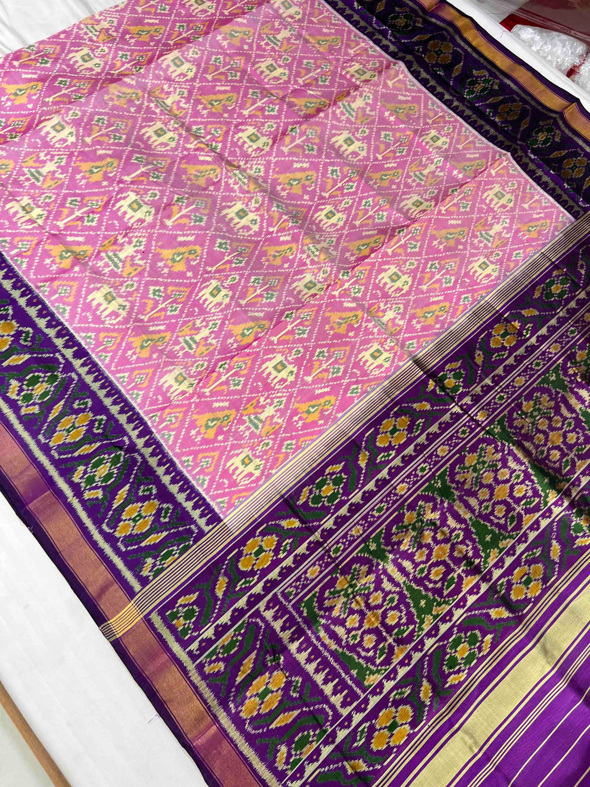Beautiful baby narikunjan design single ikkat Patola saree