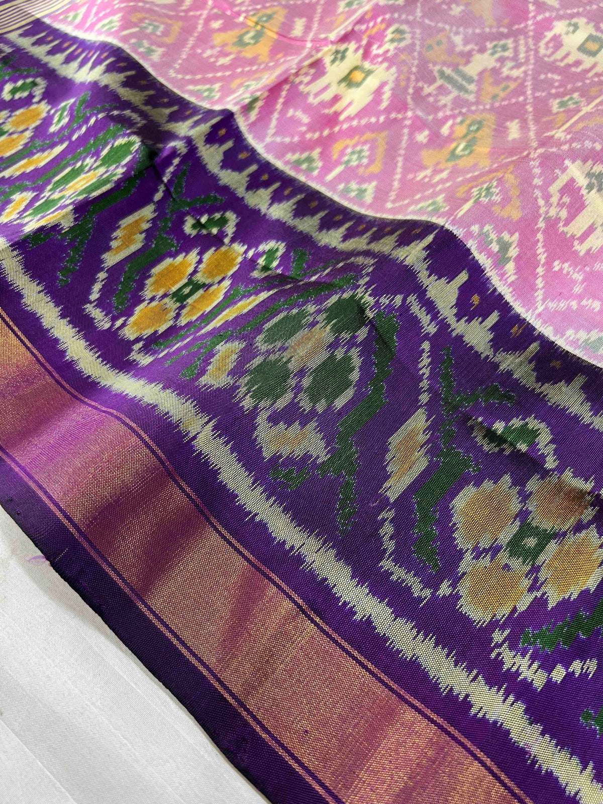 Beautiful baby narikunjan design single ikkat Patola saree