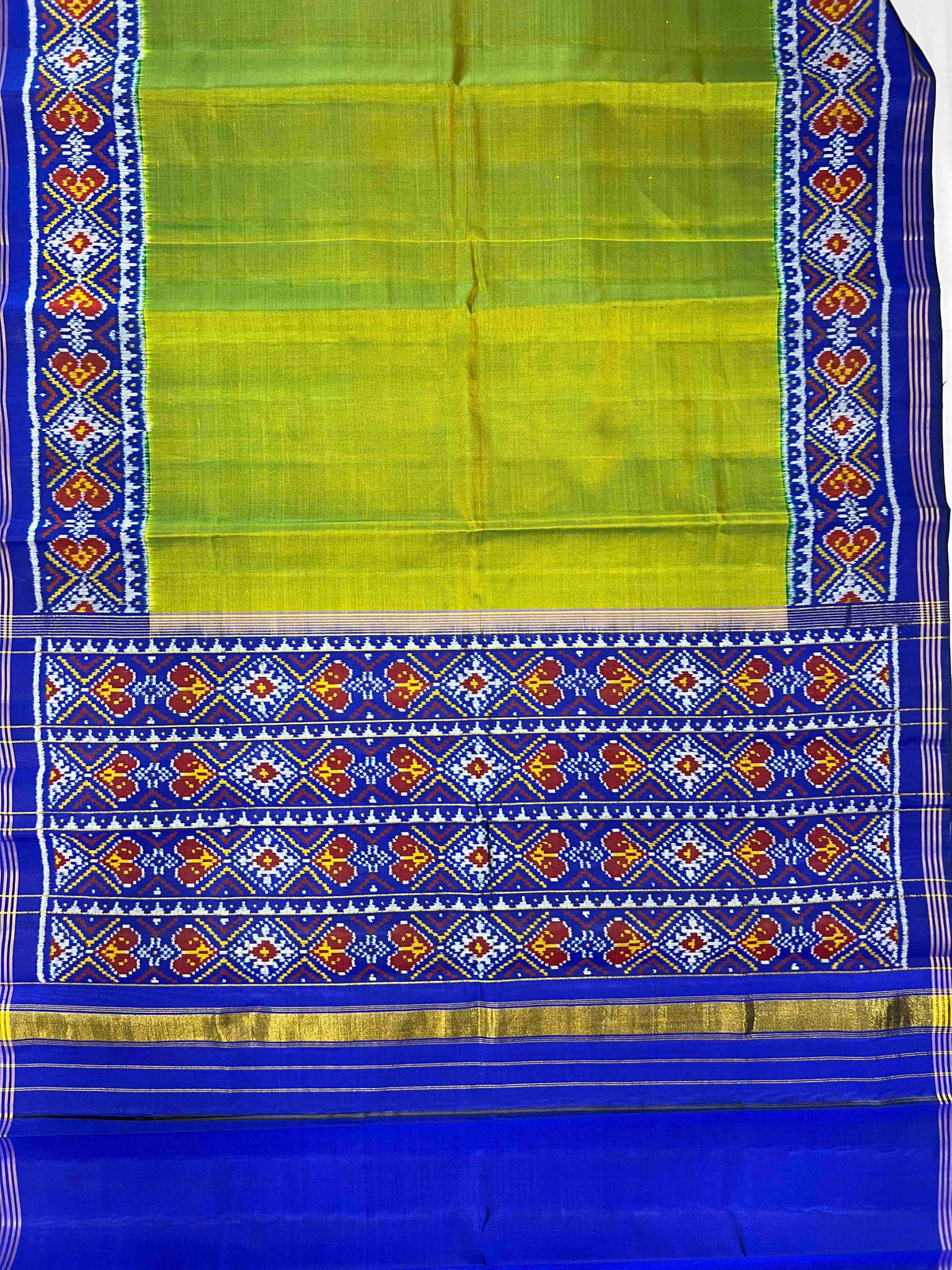 Light Green with blue Gala design Patola silk Saree