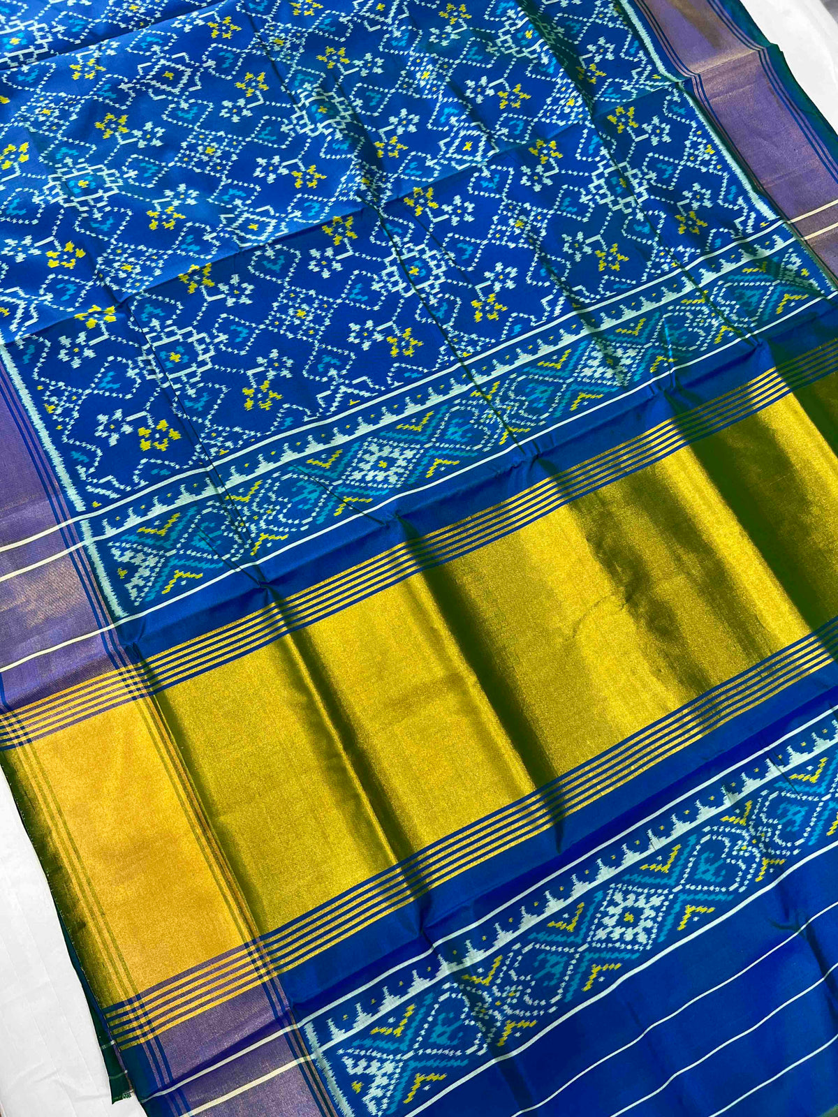 Beautiful Navratan with manekchok design Single ikkat patola silk saree