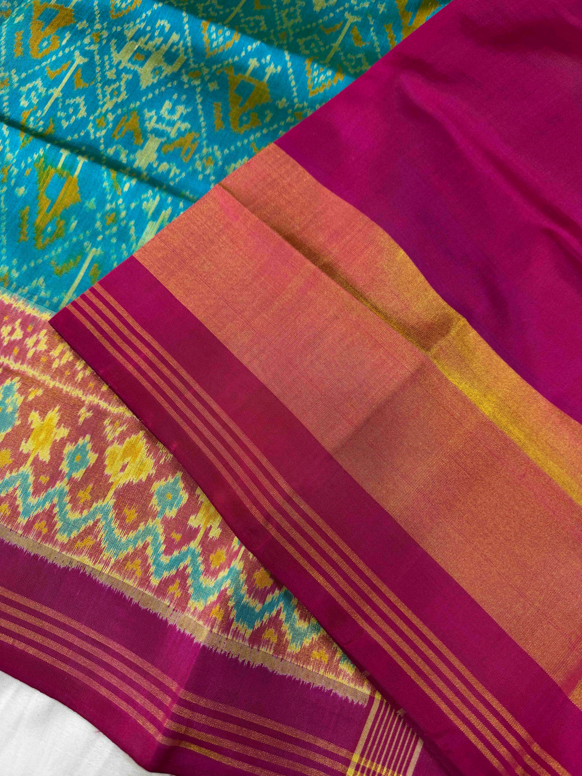 Single ikkat Sky Blue narikunjan patola silk saree