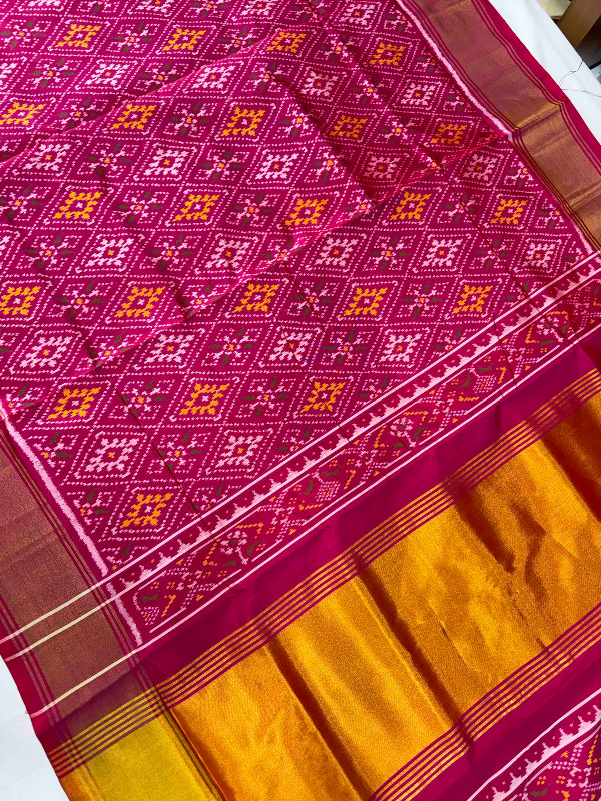 Full pink panchnanda design Patola silk Saree
