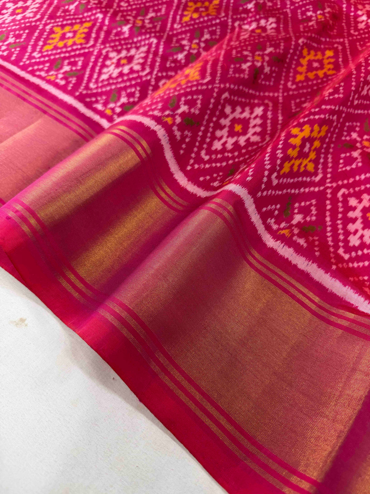 Full pink panchnanda design Patola silk Saree