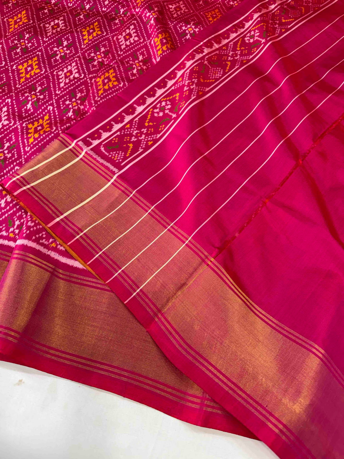 Full pink panchnanda design Patola silk Saree