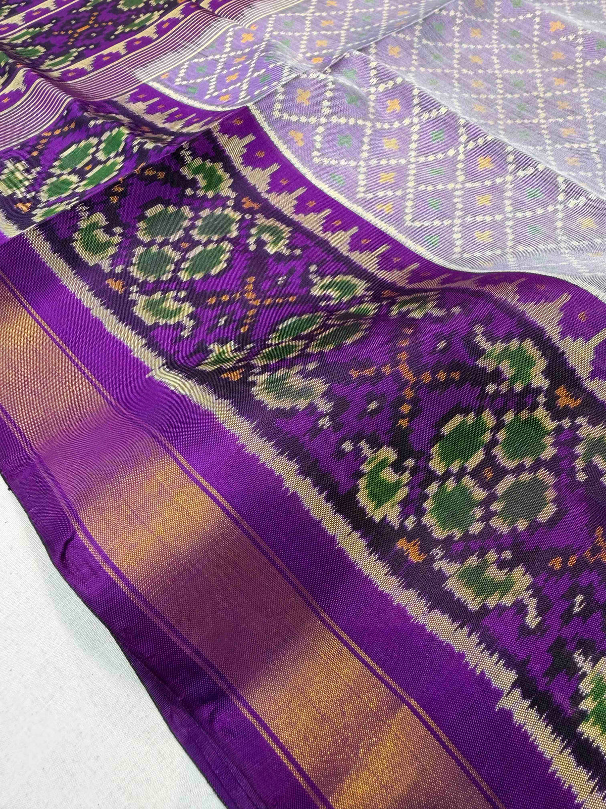 Beautiful light purple with dark purple combination Patola silk Saree
