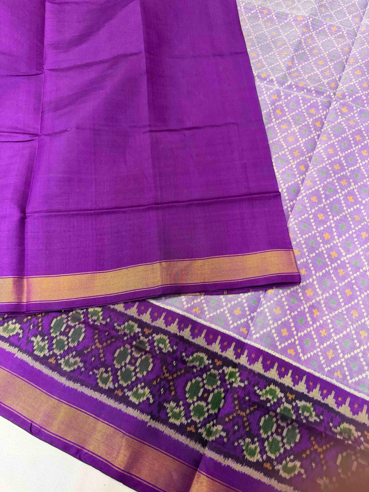 Beautiful light purple with dark purple combination Patola silk Saree