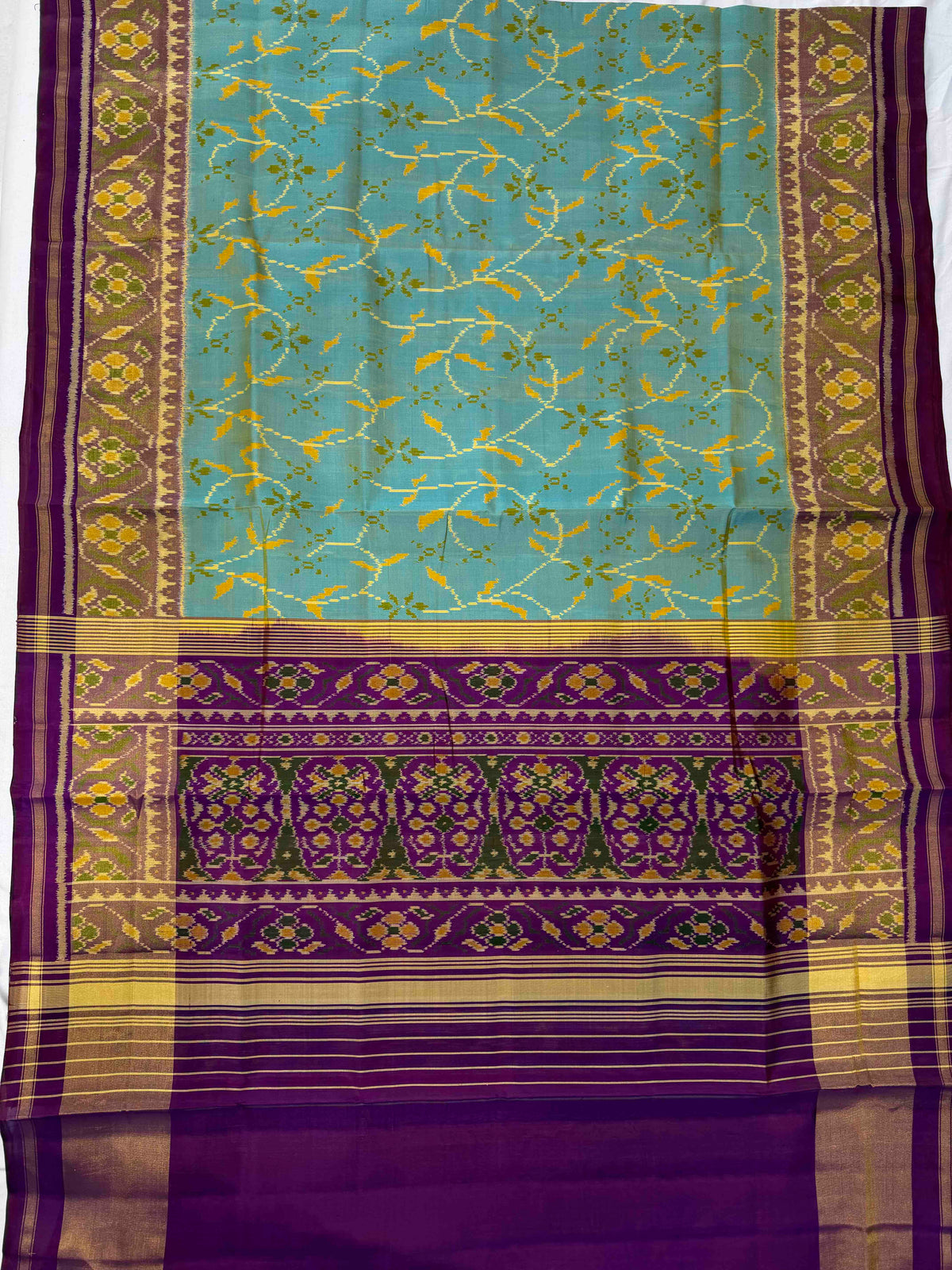 Sky blue well design Single ikkat patola silk saree