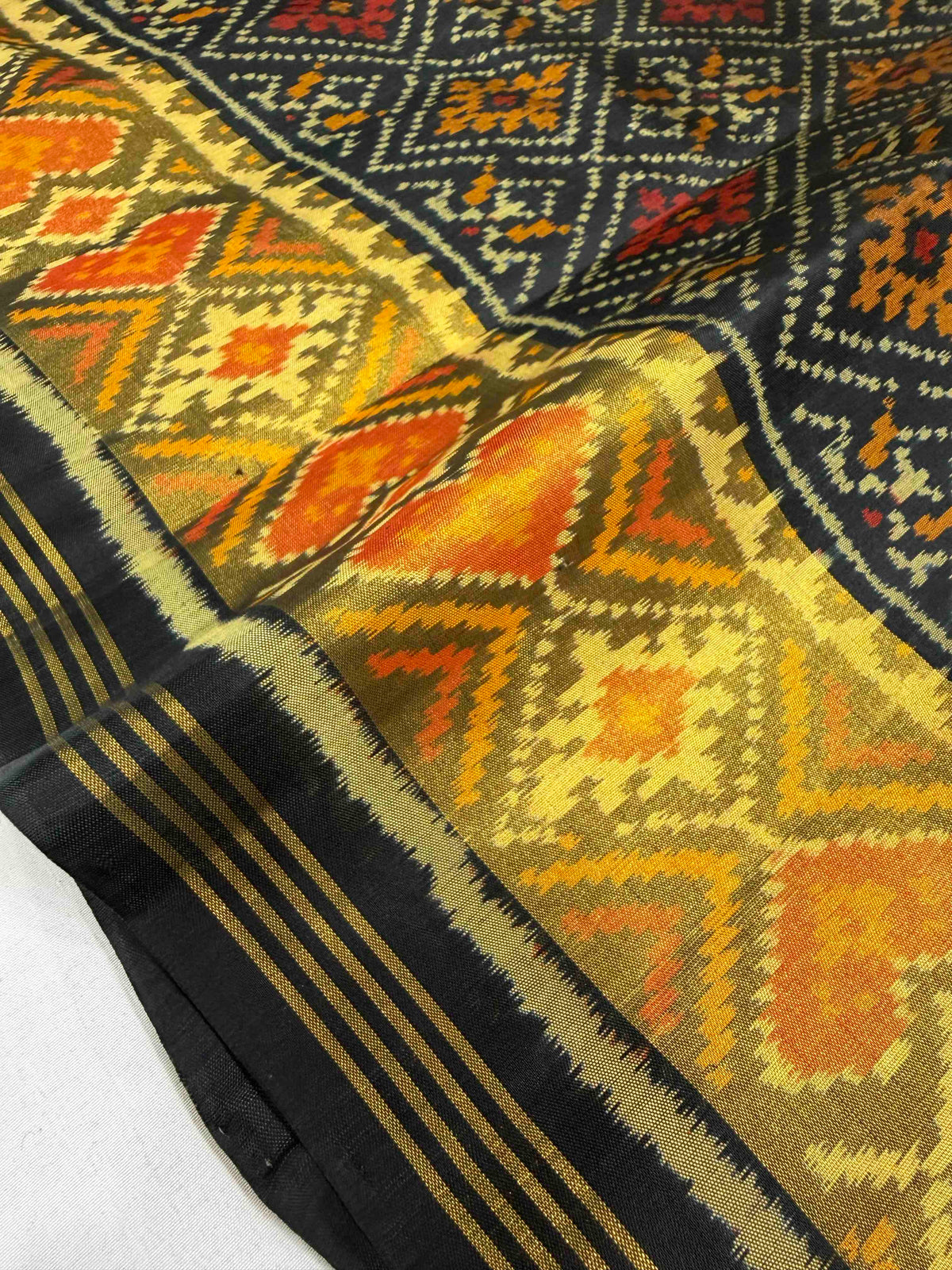 Black panchnanda design single ikkat Patola silk Saree