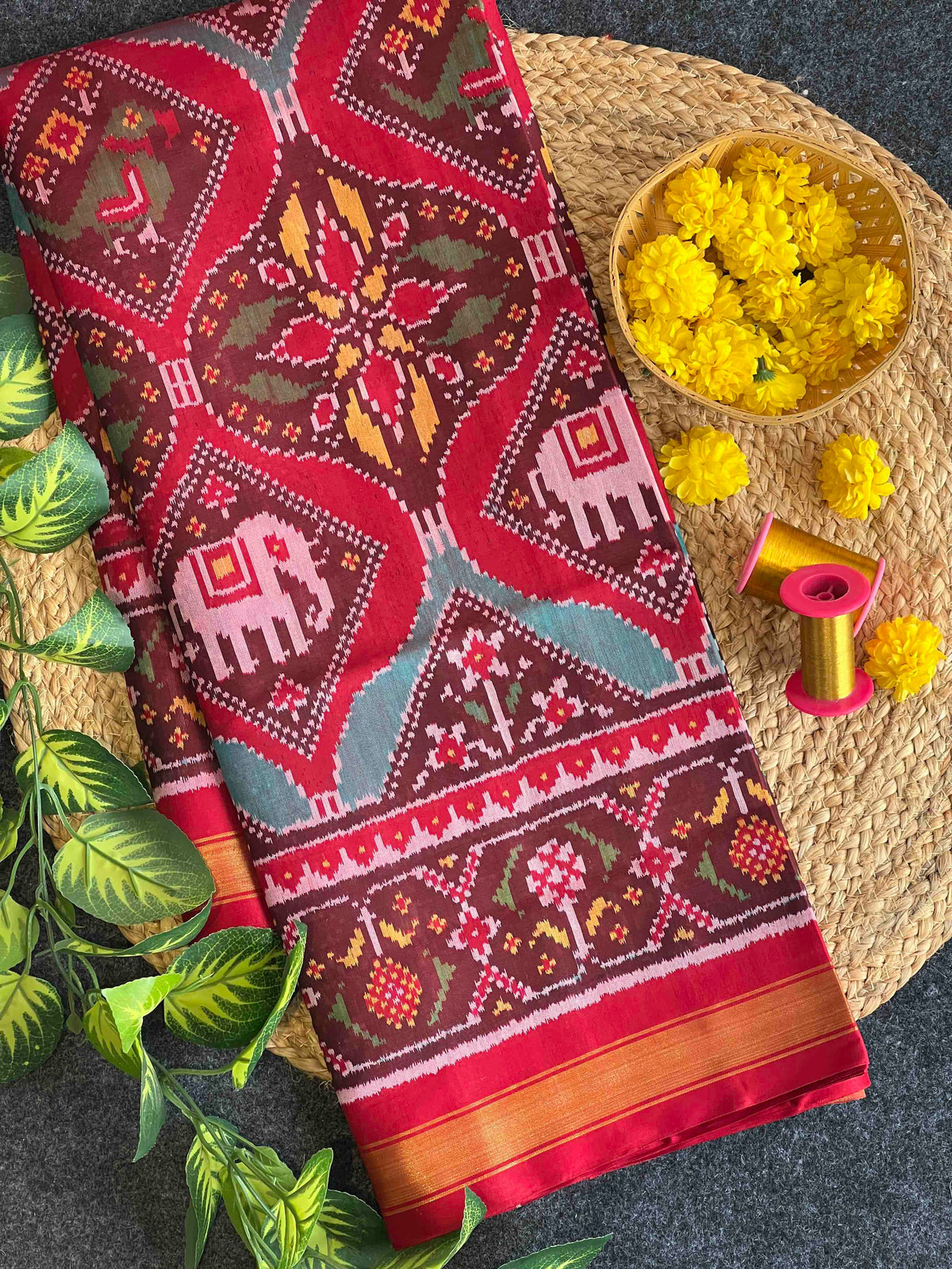 Exclusive Big Chabdi design multiple colours combination premium single ikkat Patola silk Saree