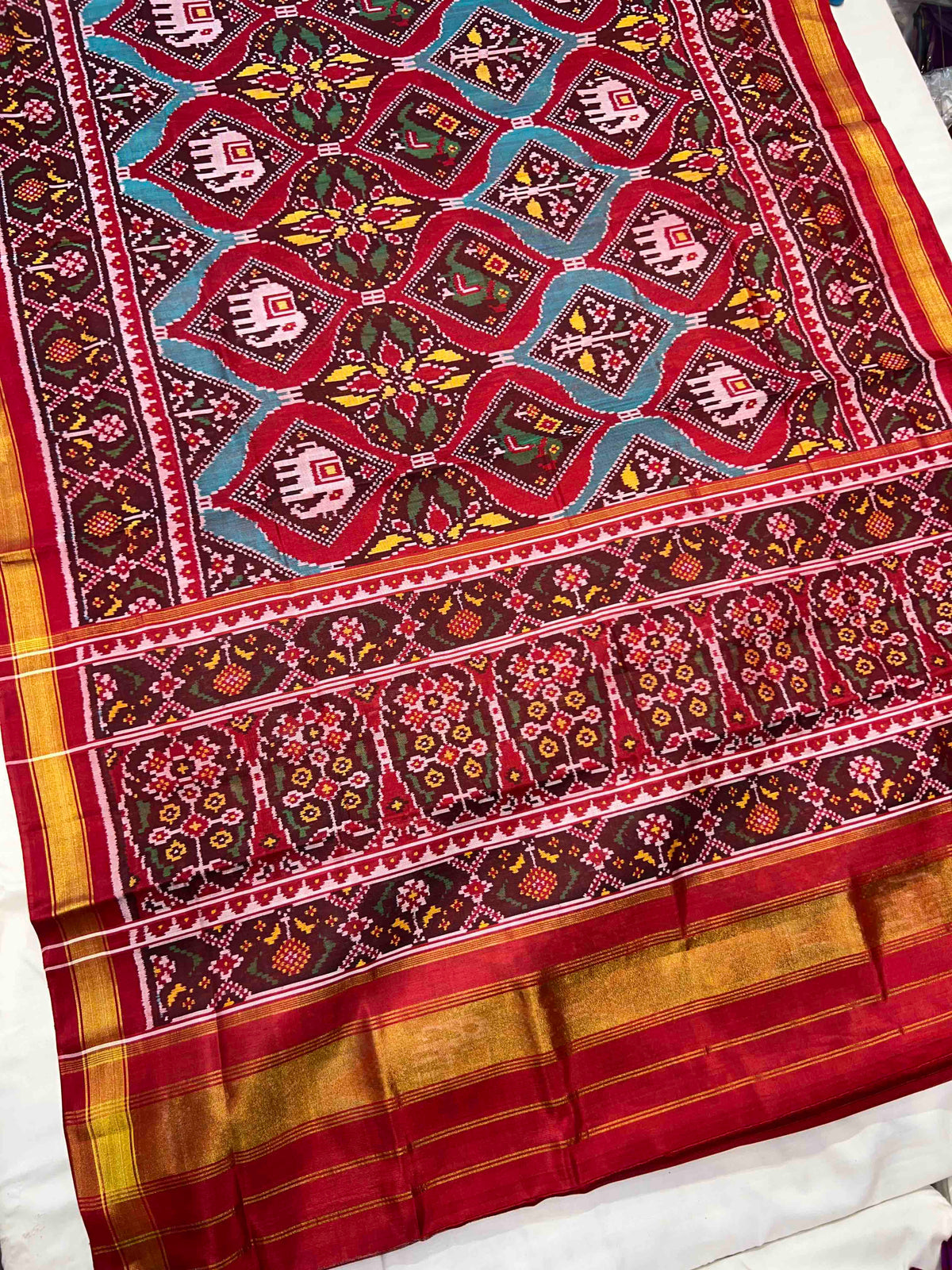 Exclusive Big Chabdi design multiple colours combination premium single ikkat Patola silk Saree