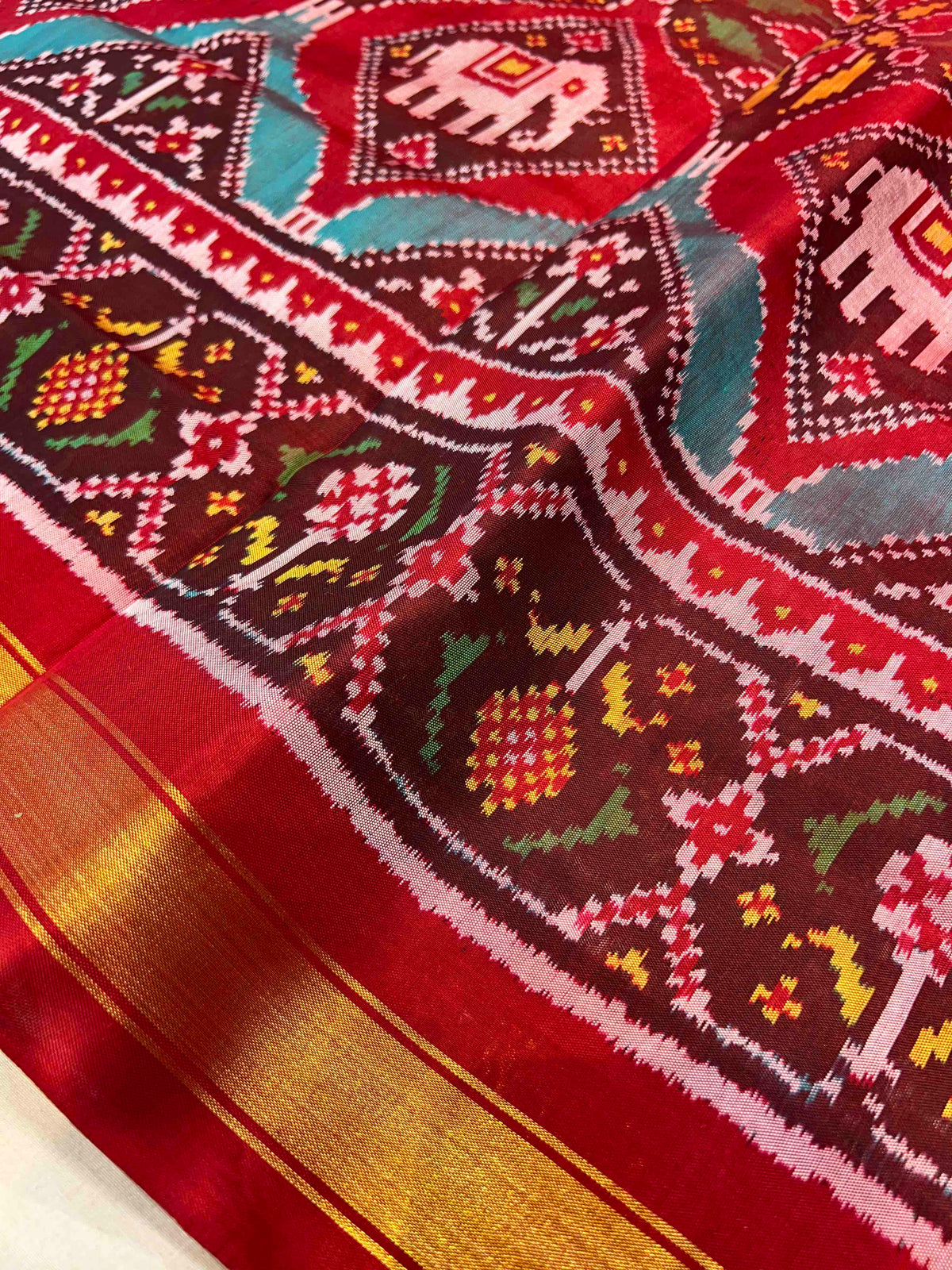 Exclusive Big Chabdi design multiple colours combination premium single ikkat Patola silk Saree