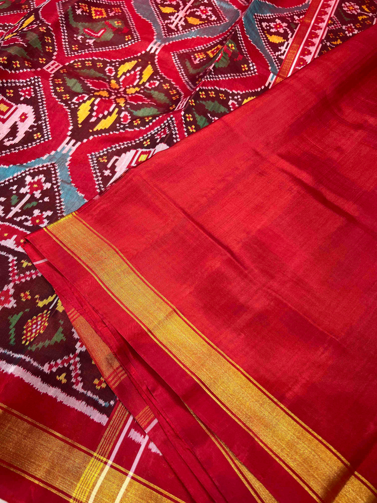 Exclusive Big Chabdi design multiple colours combination premium single ikkat Patola silk Saree