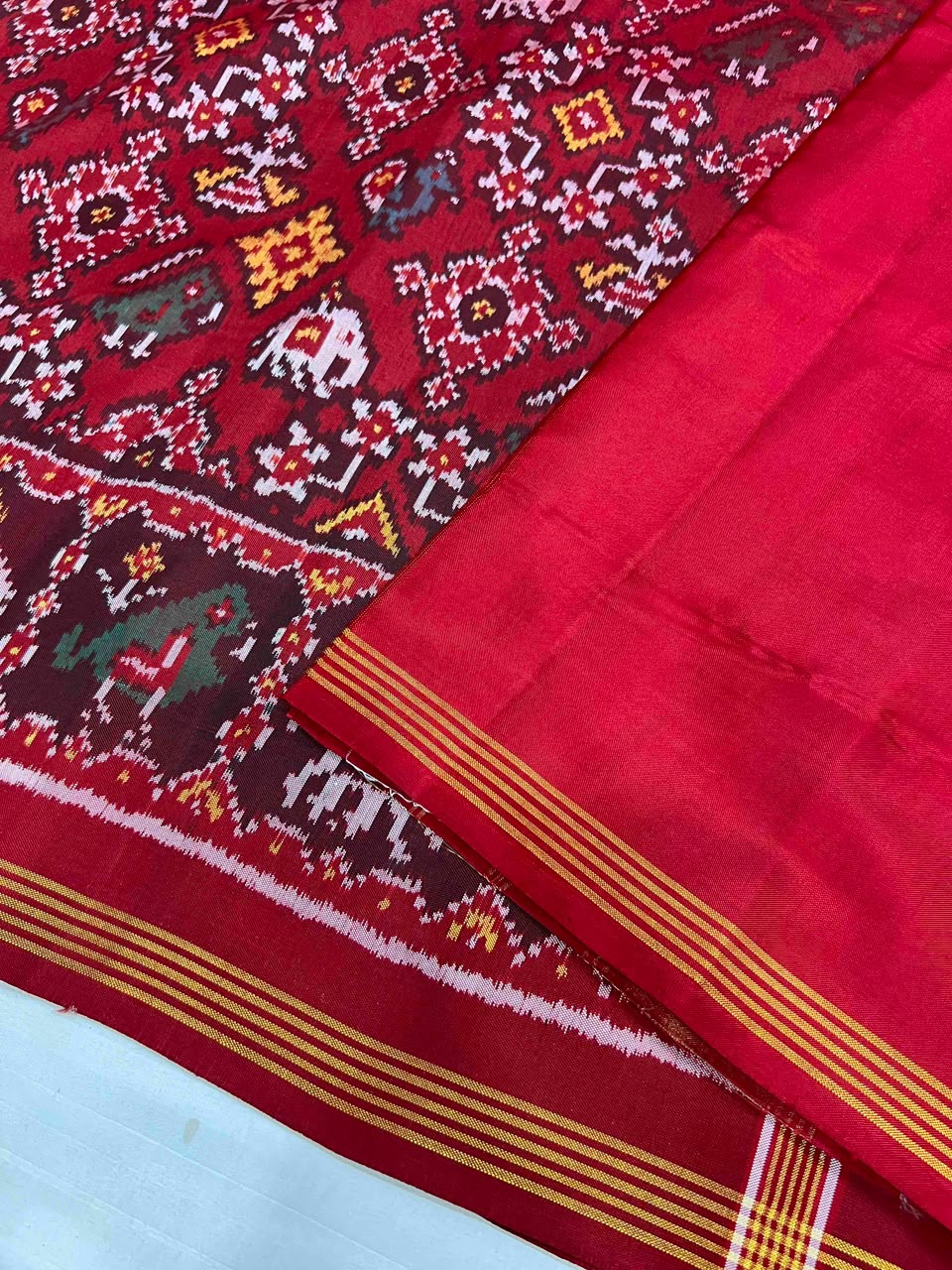 Maroon Red Ikat Patola Woven Saree