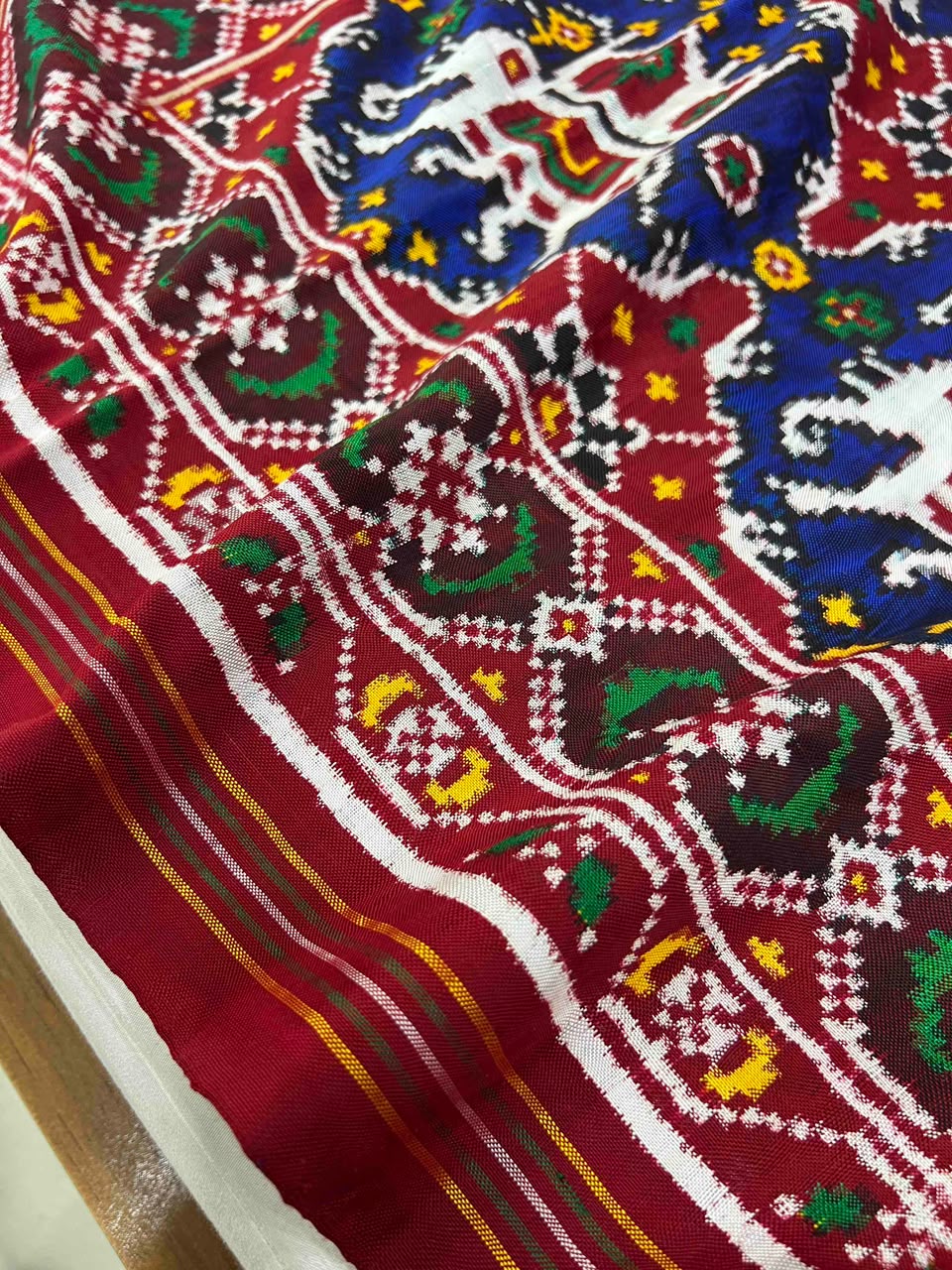 Royal Blue & Red Double Ikat Patola Saree