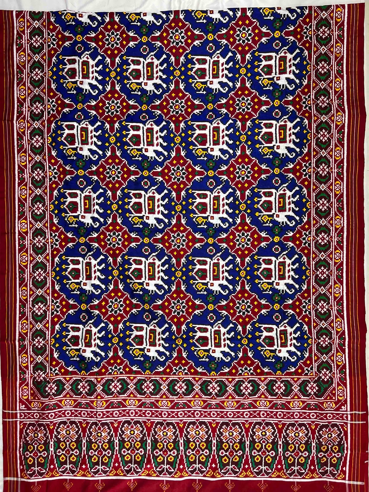 Royal Blue & Red Double Ikat Patola Saree