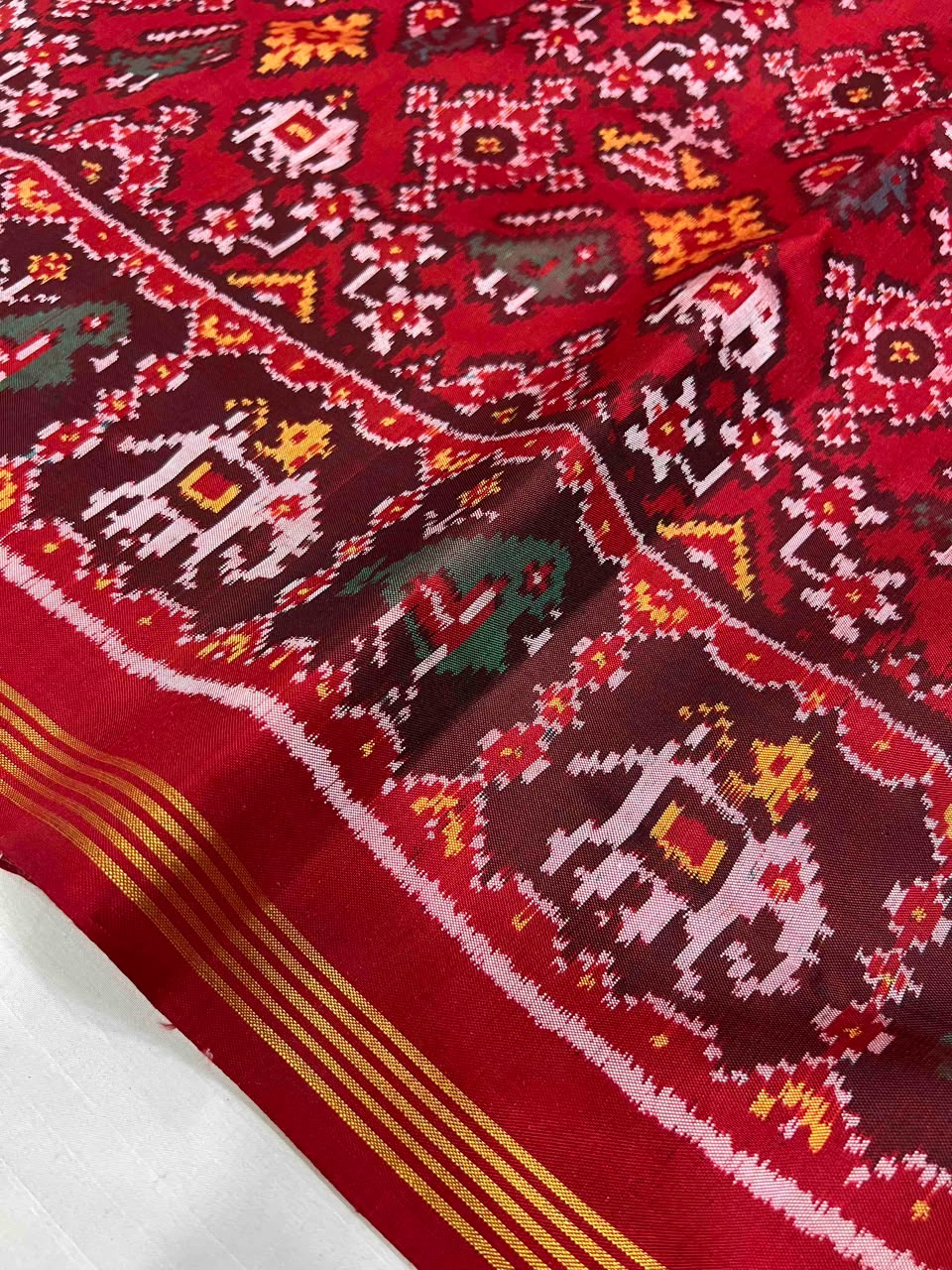 Maroon Red Ikat Patola Woven Saree