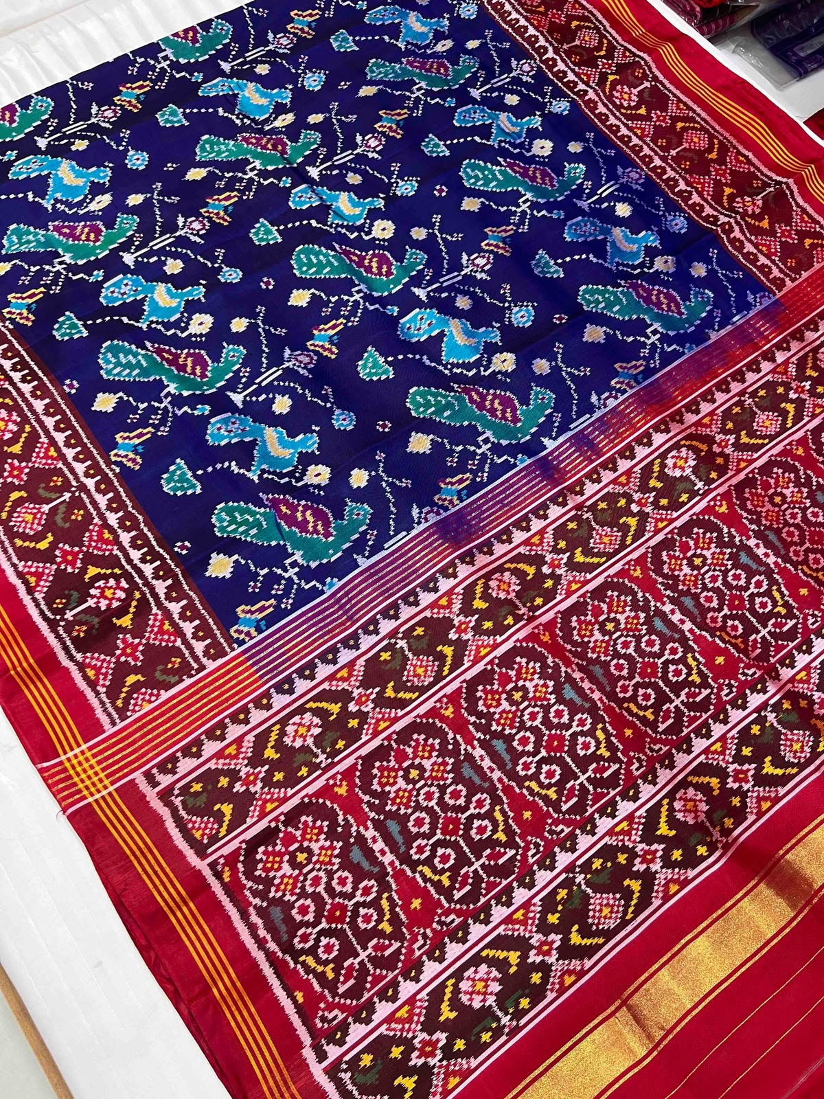 Beautiful peacock design semi ikkat Patola silk Saree