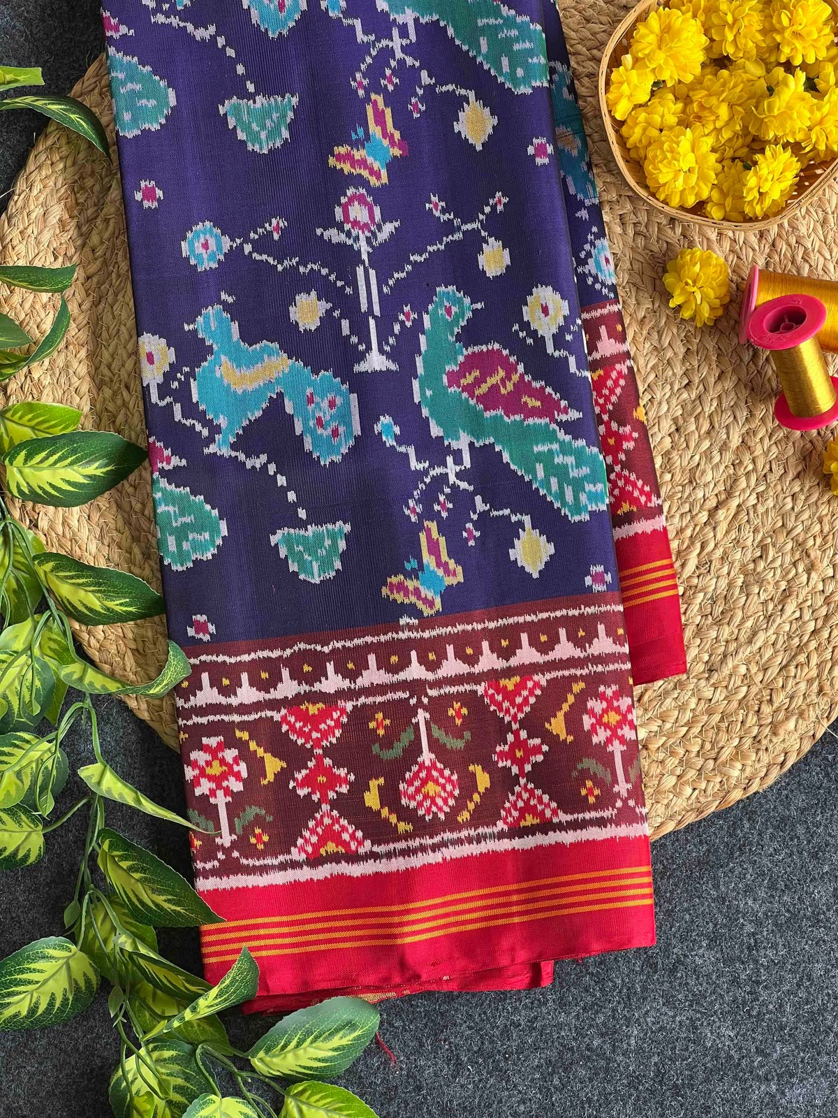 Beautiful peacock design semi ikkat Patola silk Saree
