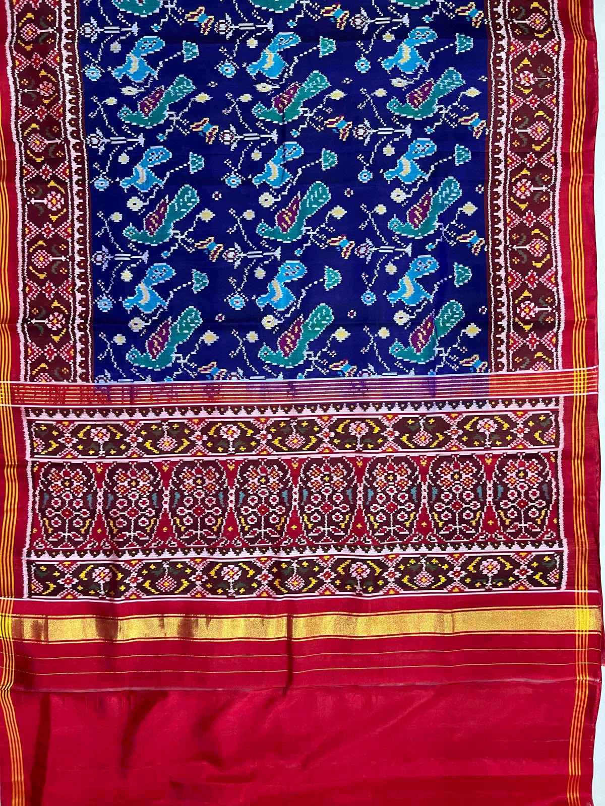 Beautiful peacock design semi ikkat Patola silk Saree