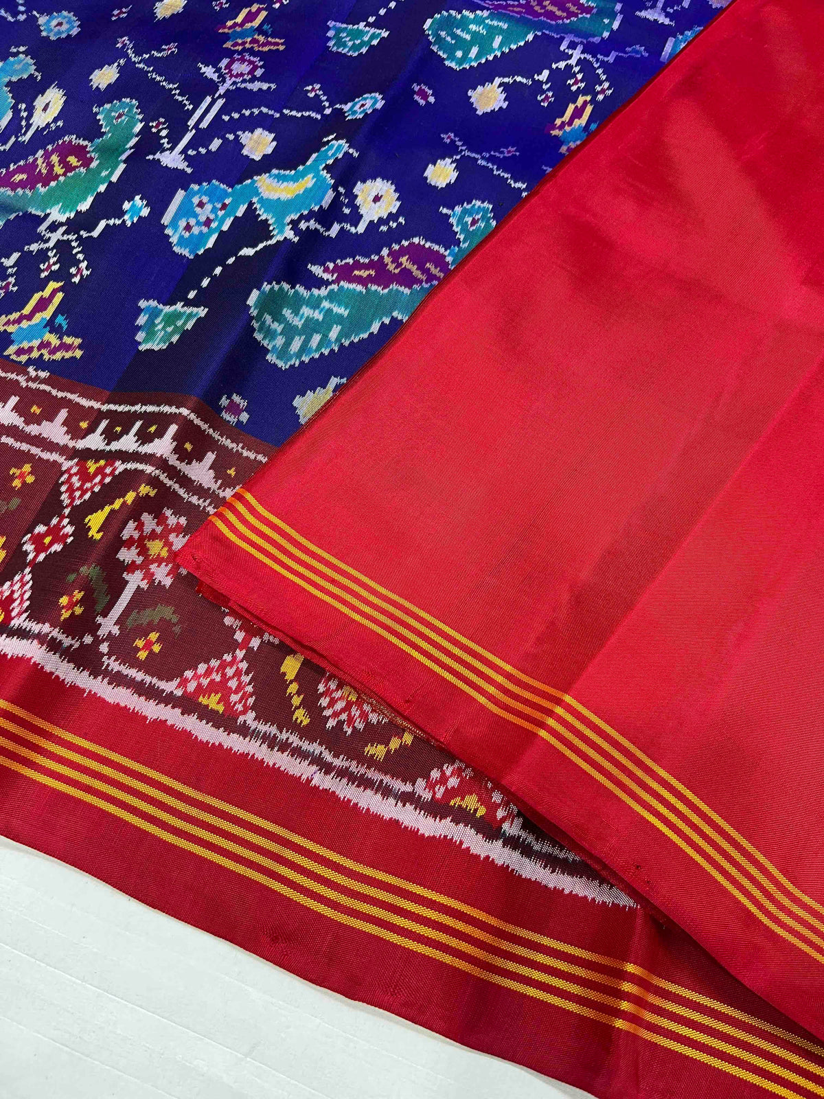 Beautiful peacock design semi ikkat Patola silk Saree